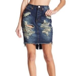 NWOT One Teaspoon 2020 High Rise Denim Midi Skirt 24